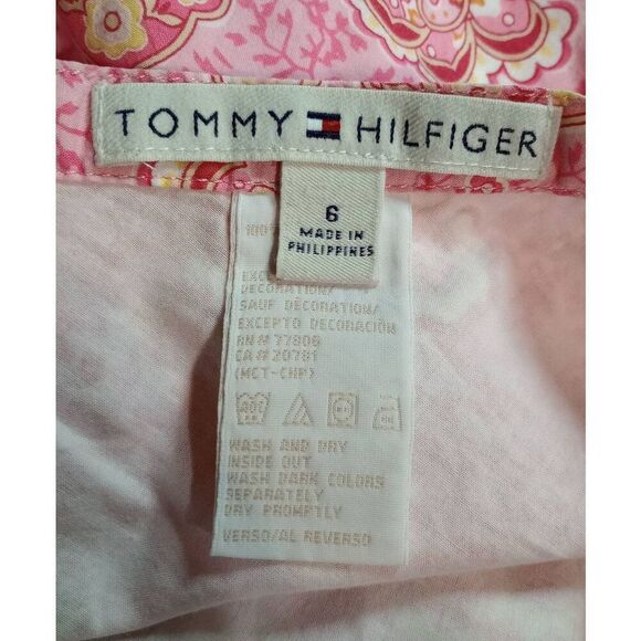 Tommy Hilfiger Shirt Ladies 6 Pink Paisley Midi Y2K Legally Blonde - Picture 6 of 8